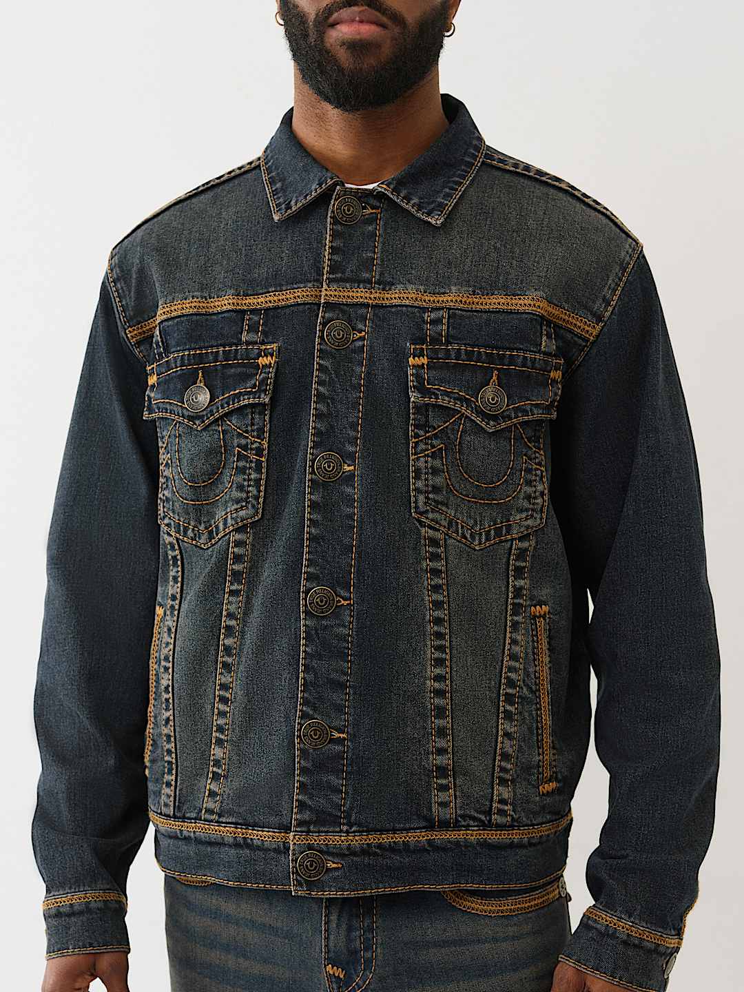True Religion - SUPER T FLATLOCK DENIM TRUCKER JACKET