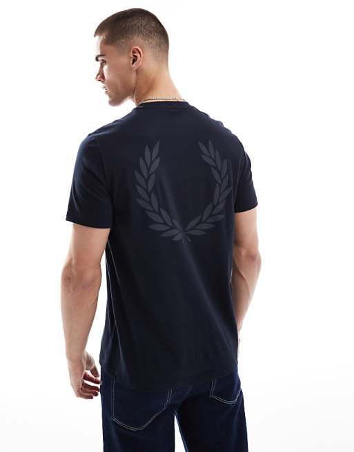 rear powder laurel wreath t-shirt in navy