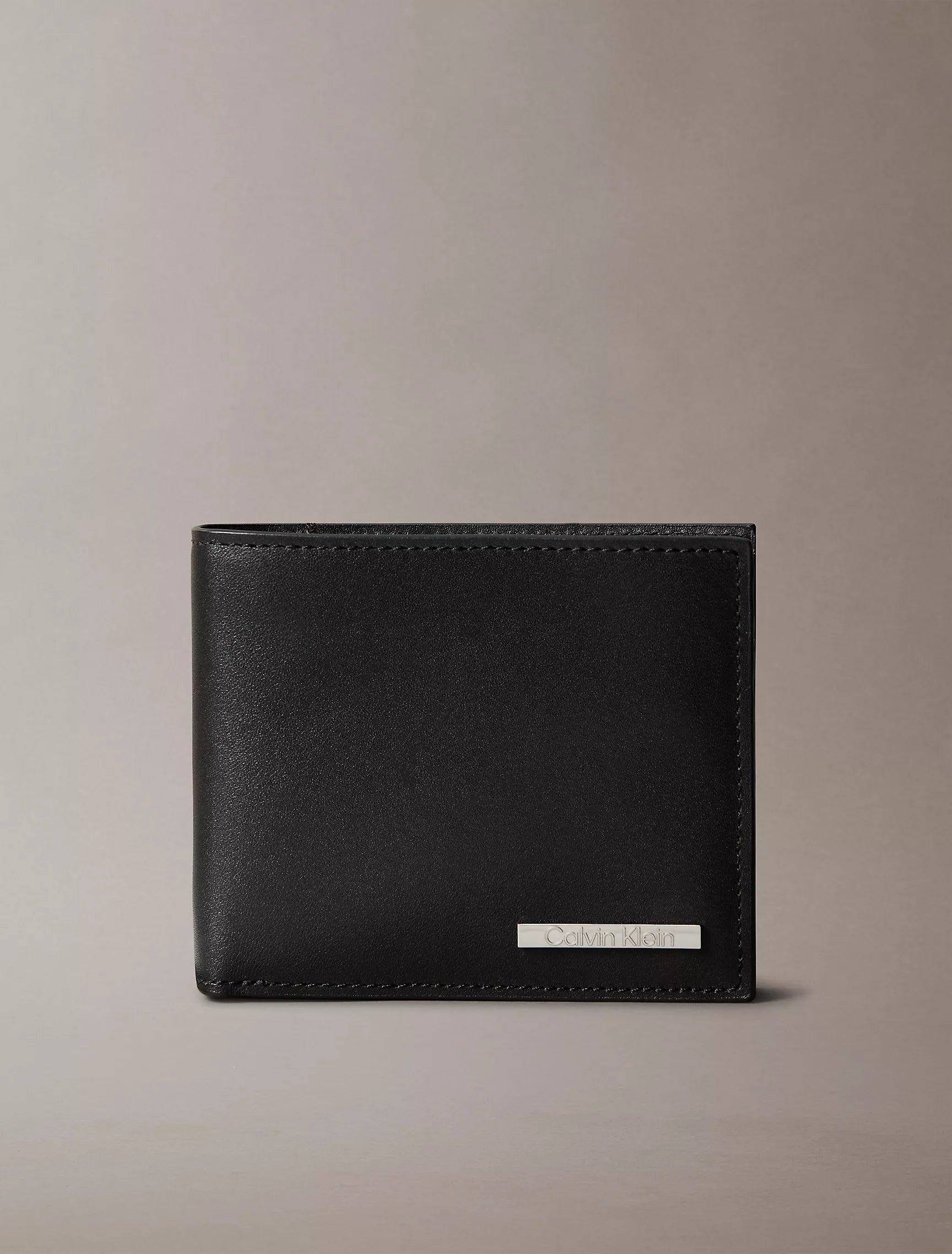 Leather Logo Plaque Bifold Wallet