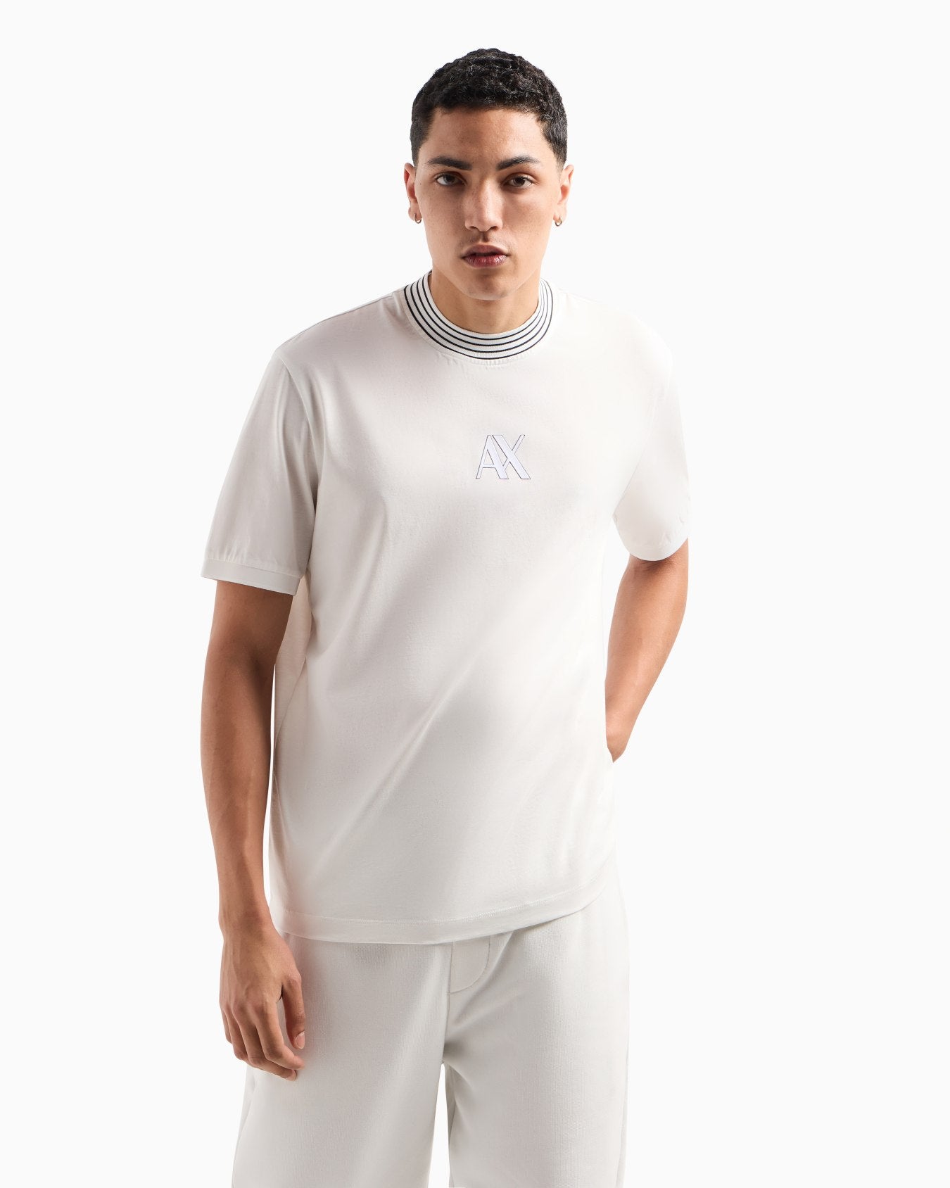 Regular Fit T-Shirt With Striped Crew Neck In ASV Mercerised Cotton
