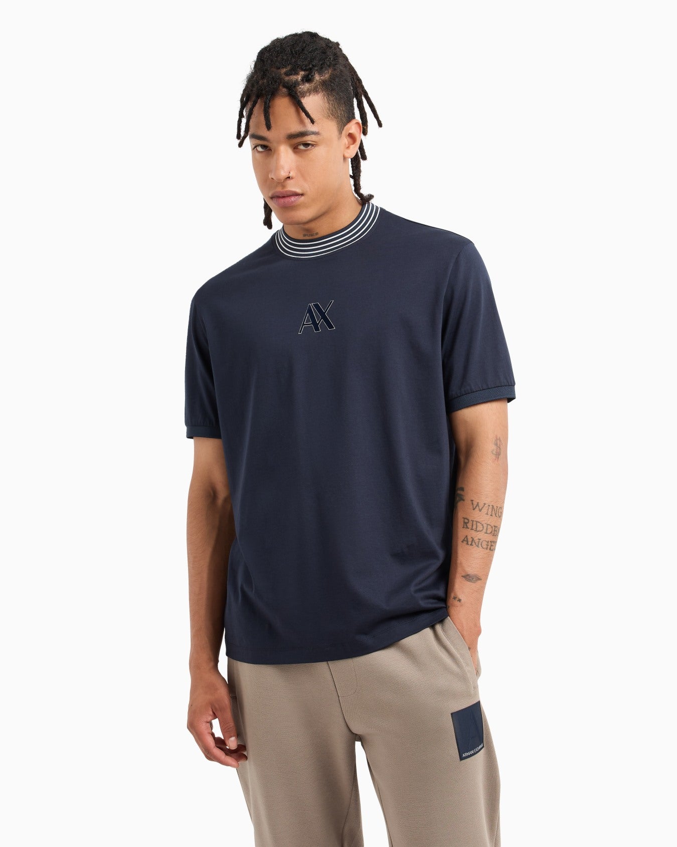 Regular Fit T-Shirt With Striped Crew Neck In ASV Mercerised Cotton