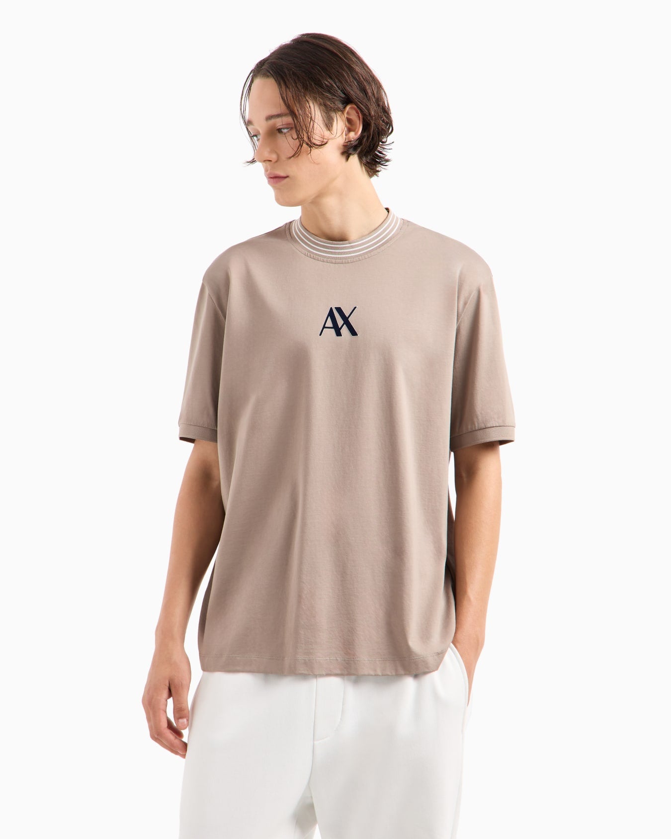 Regular Fit T-Shirt With Striped Crew Neck In ASV Mercerised Cotton