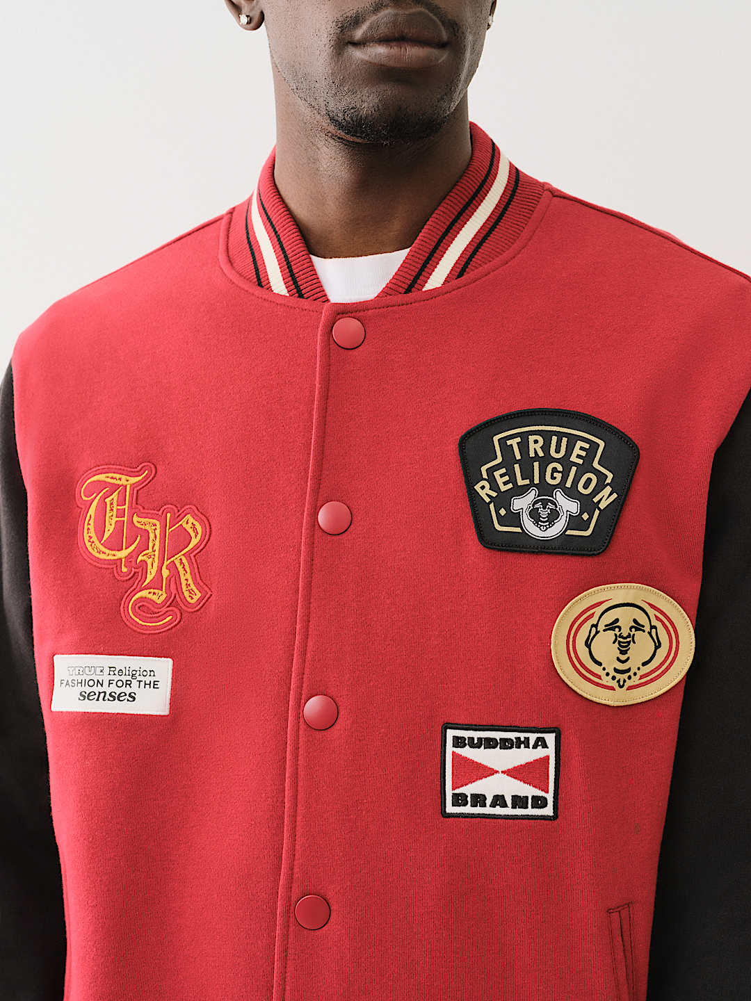 True Religion - MULTI PATCH FLEECE VARSITY JACKET
