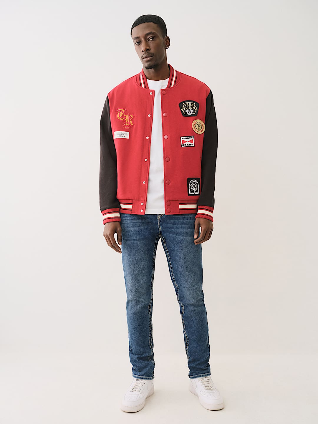 True Religion - MULTI PATCH FLEECE VARSITY JACKET