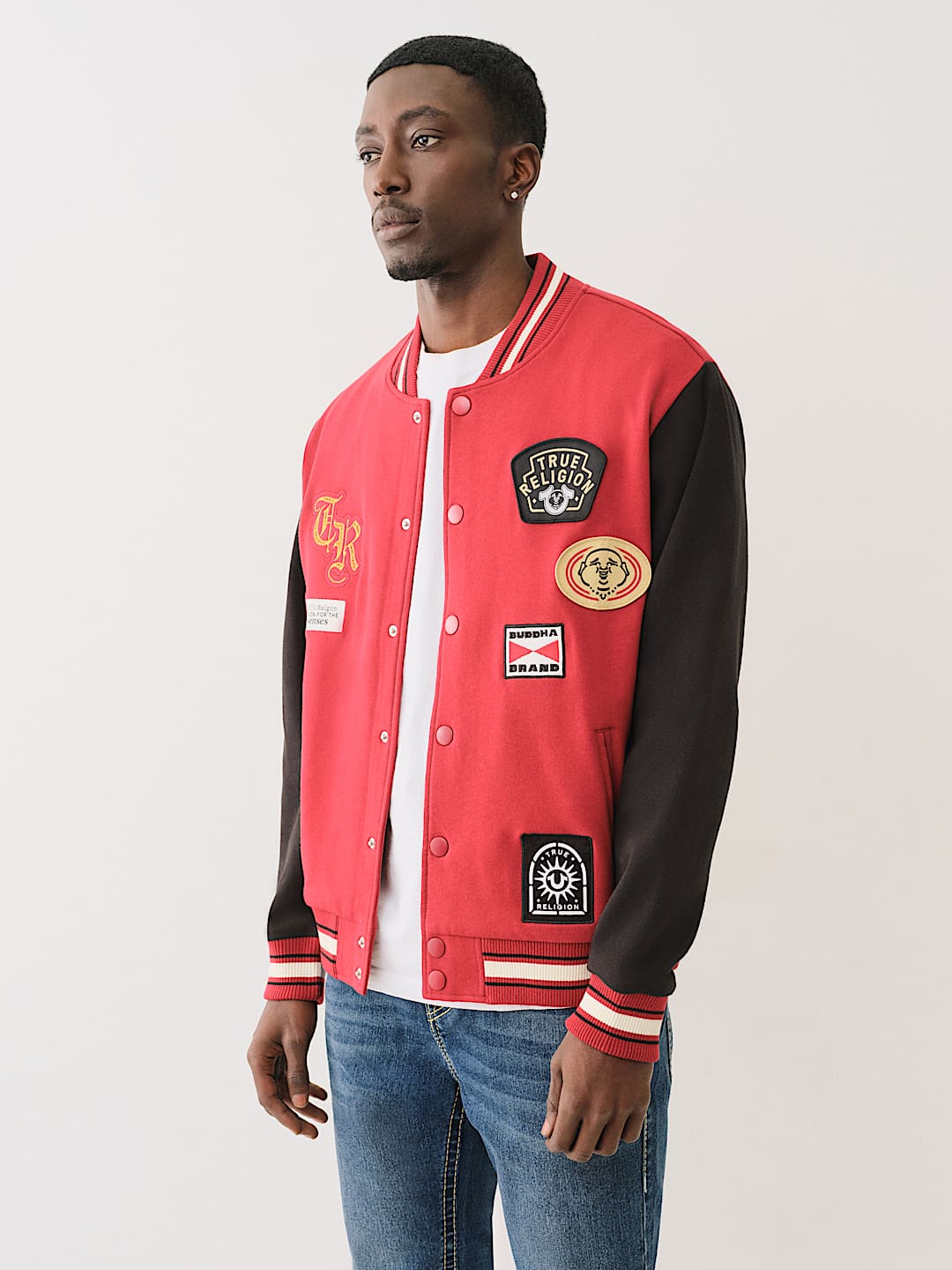 True Religion - MULTI PATCH FLEECE VARSITY JACKET