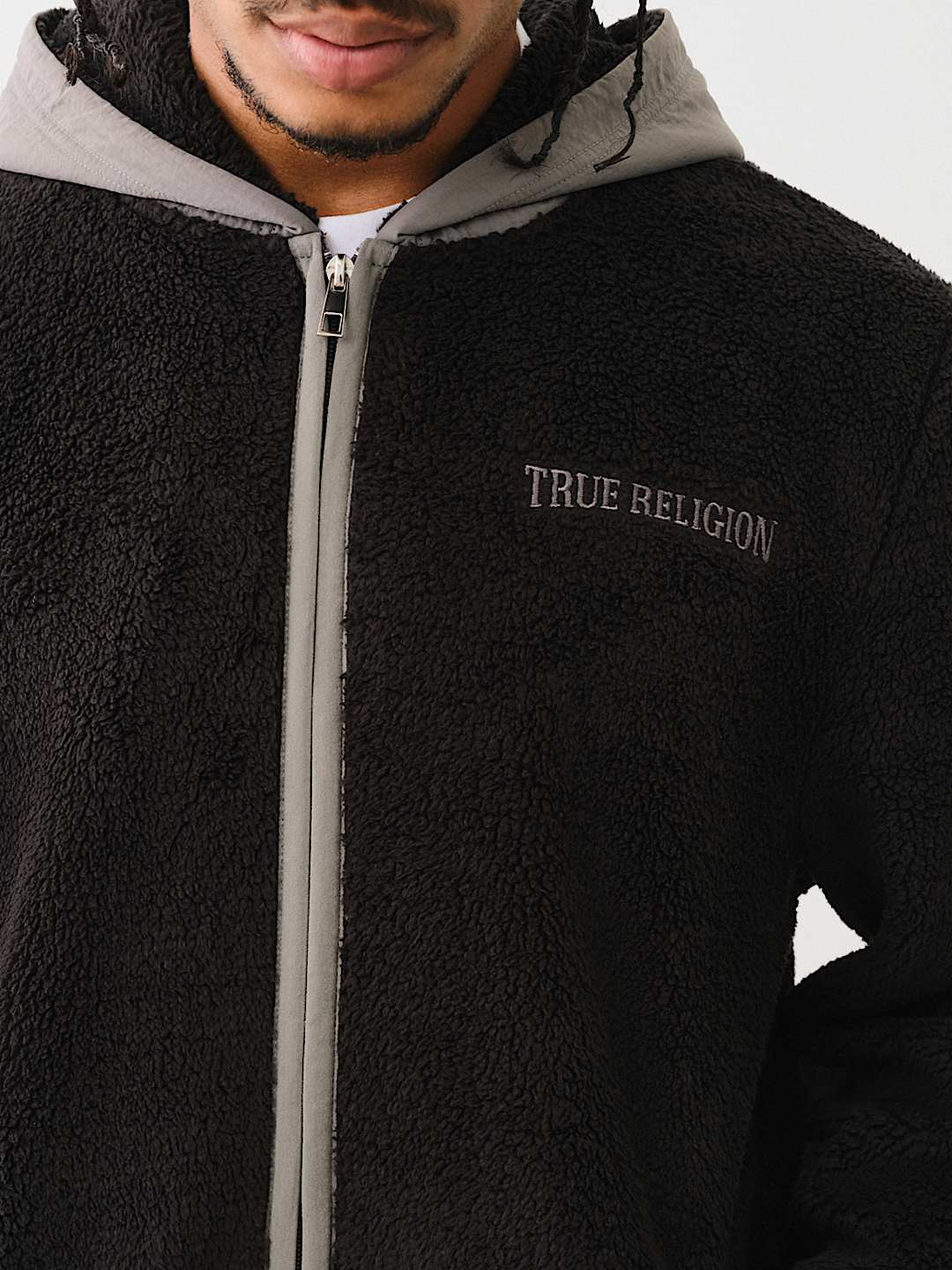 True Religion - CONTRAST SHERPA HOODED JACKET