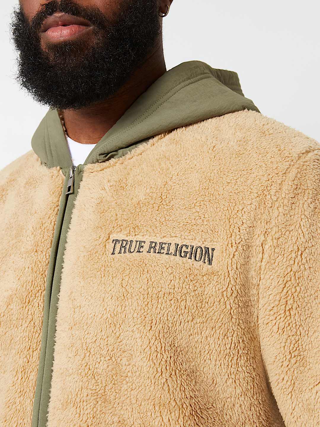 True Religion - CONTRAST SHERPA HOODED JACKET