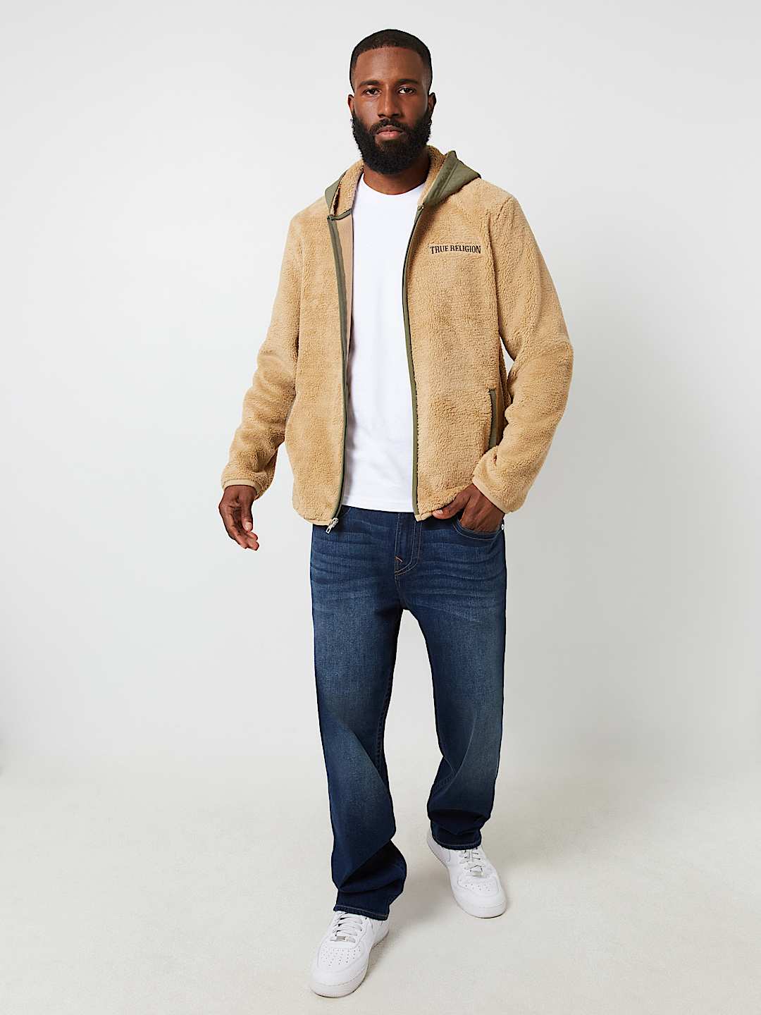 True Religion - CONTRAST SHERPA HOODED JACKET