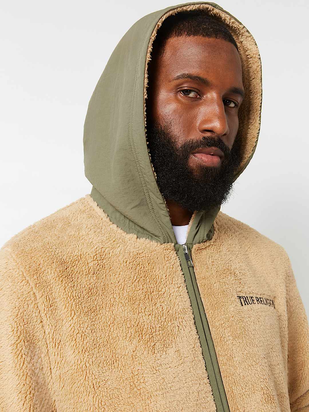 True Religion - CONTRAST SHERPA HOODED JACKET