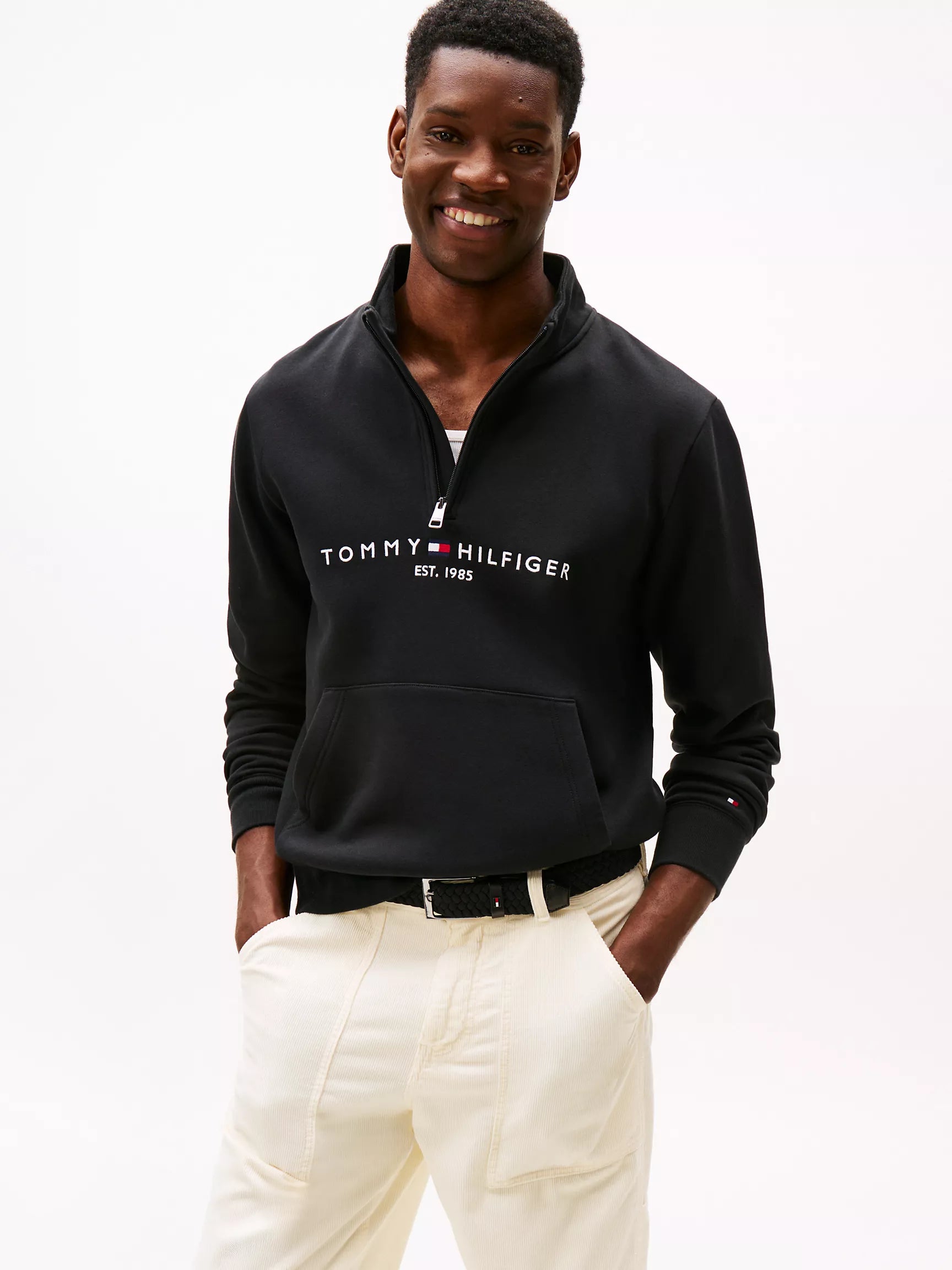 Tommy Hilfiger - Embroidered Tommy Logo Quarter-Zip