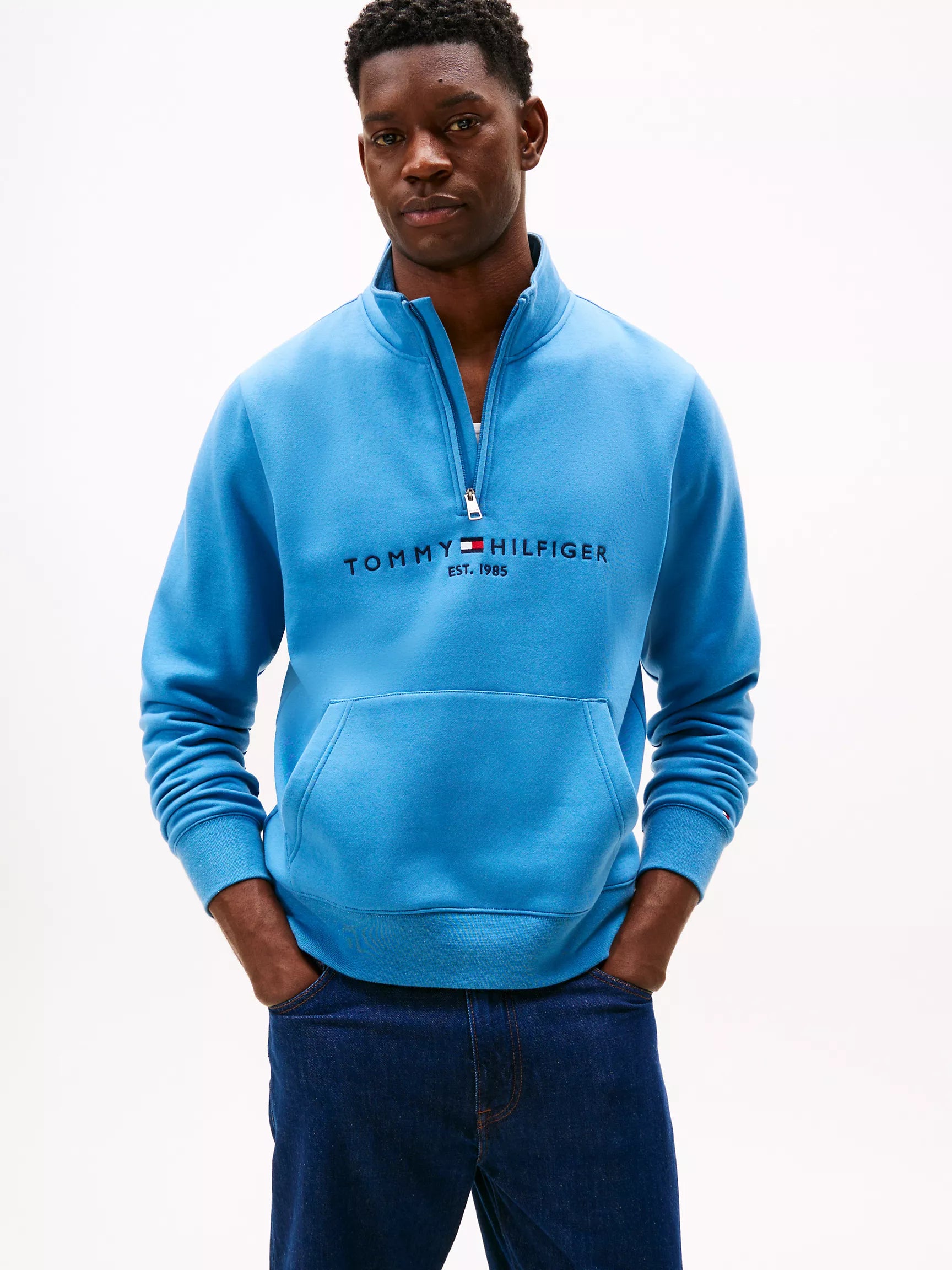 Tommy Hilfiger - Embroidered Tommy Logo Quarter-Zip