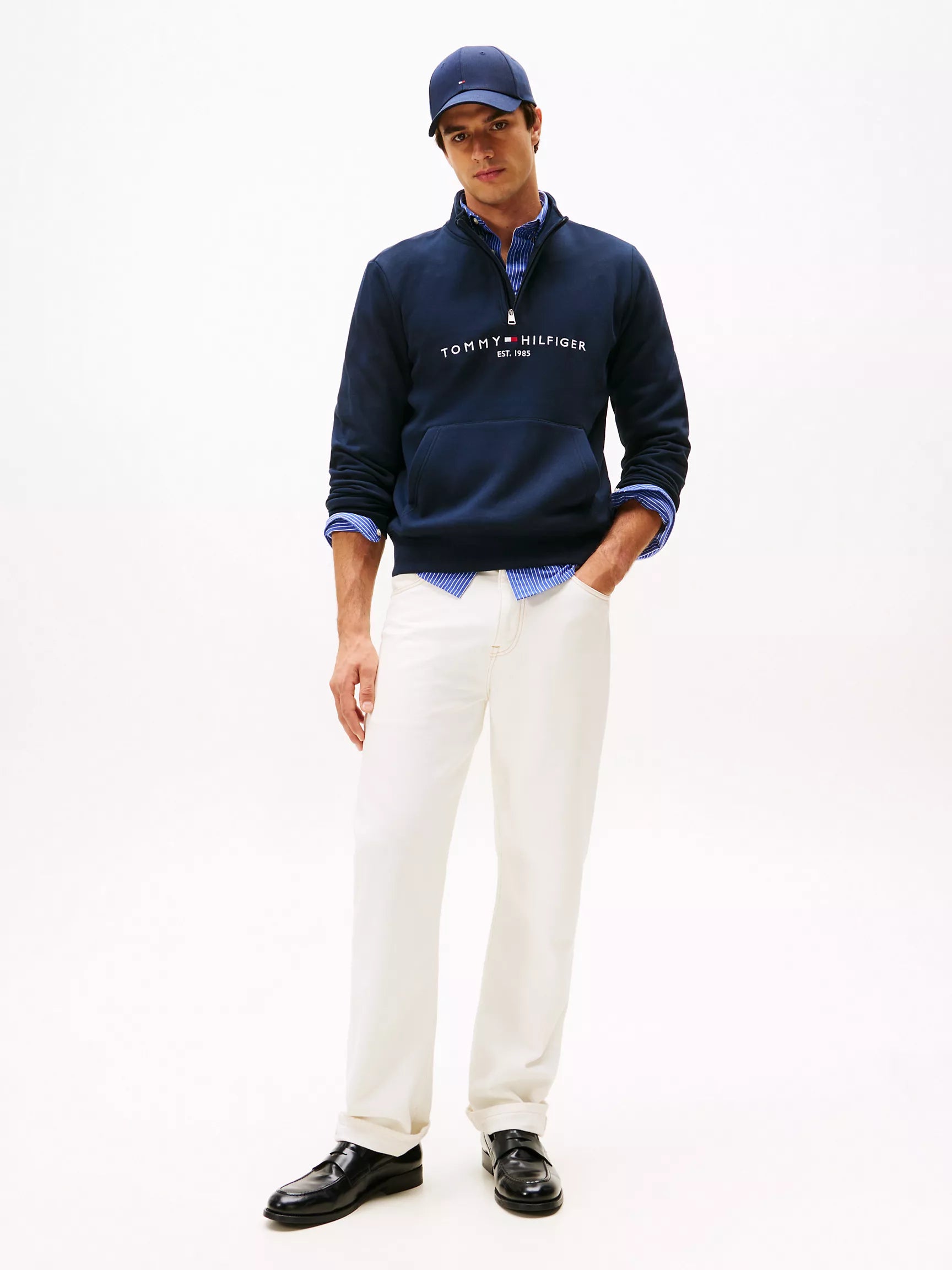 Tommy Hilfiger - Embroidered Tommy Logo Quarter-Zip