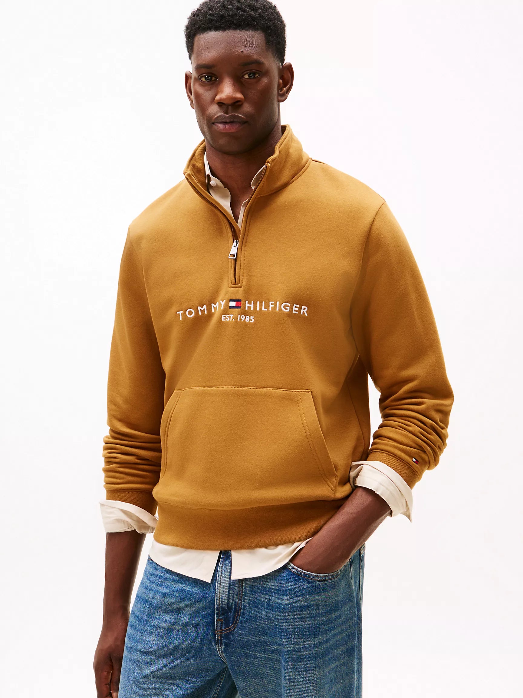 Tommy Hilfiger - Embroidered Tommy Logo Quarter-Zip