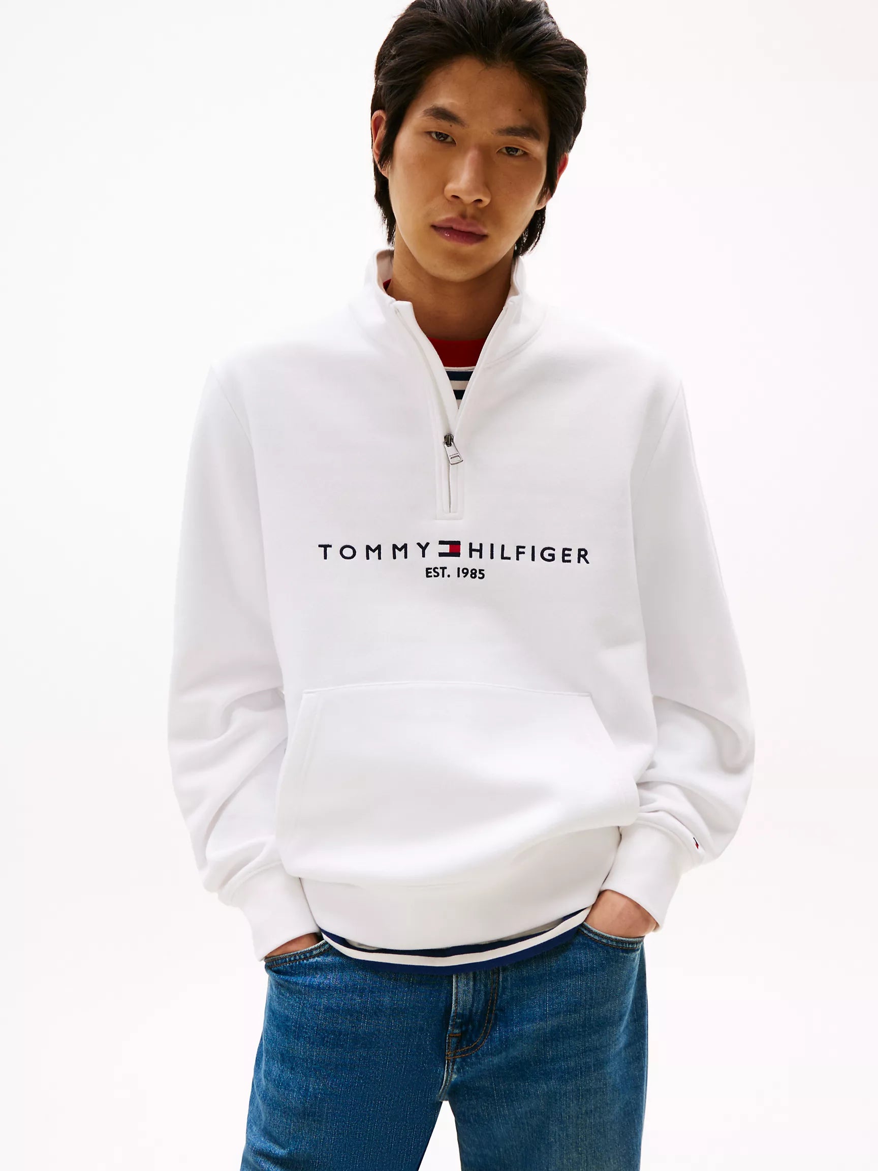 Tommy Hilfiger - Embroidered Tommy Logo Quarter-Zip