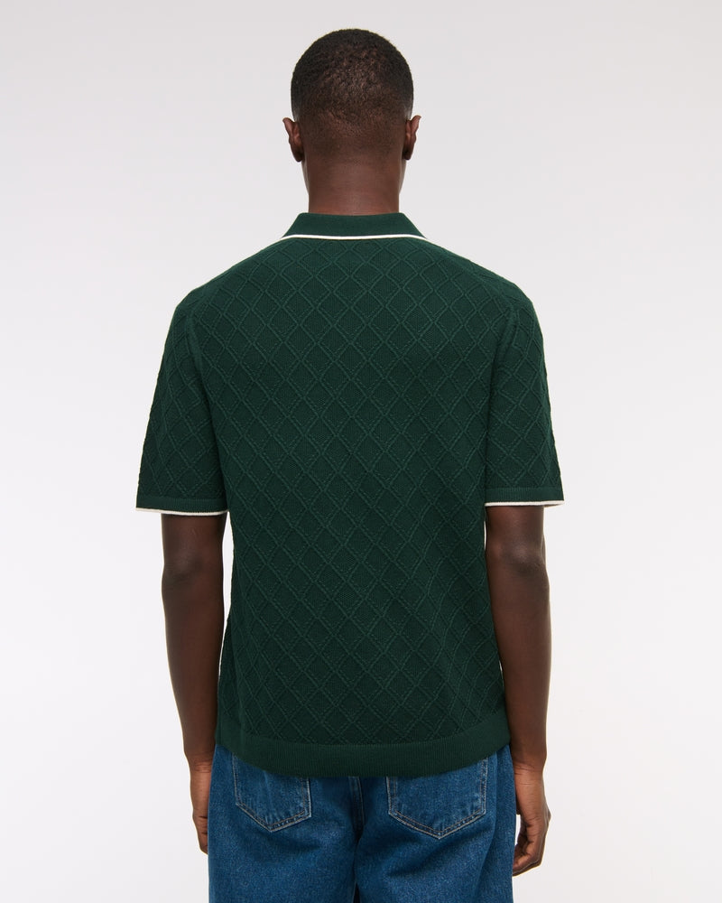 Preppy Tipped Johnny Collar Sweater Polo
