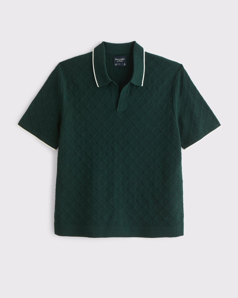 Preppy Tipped Johnny Collar Sweater Polo