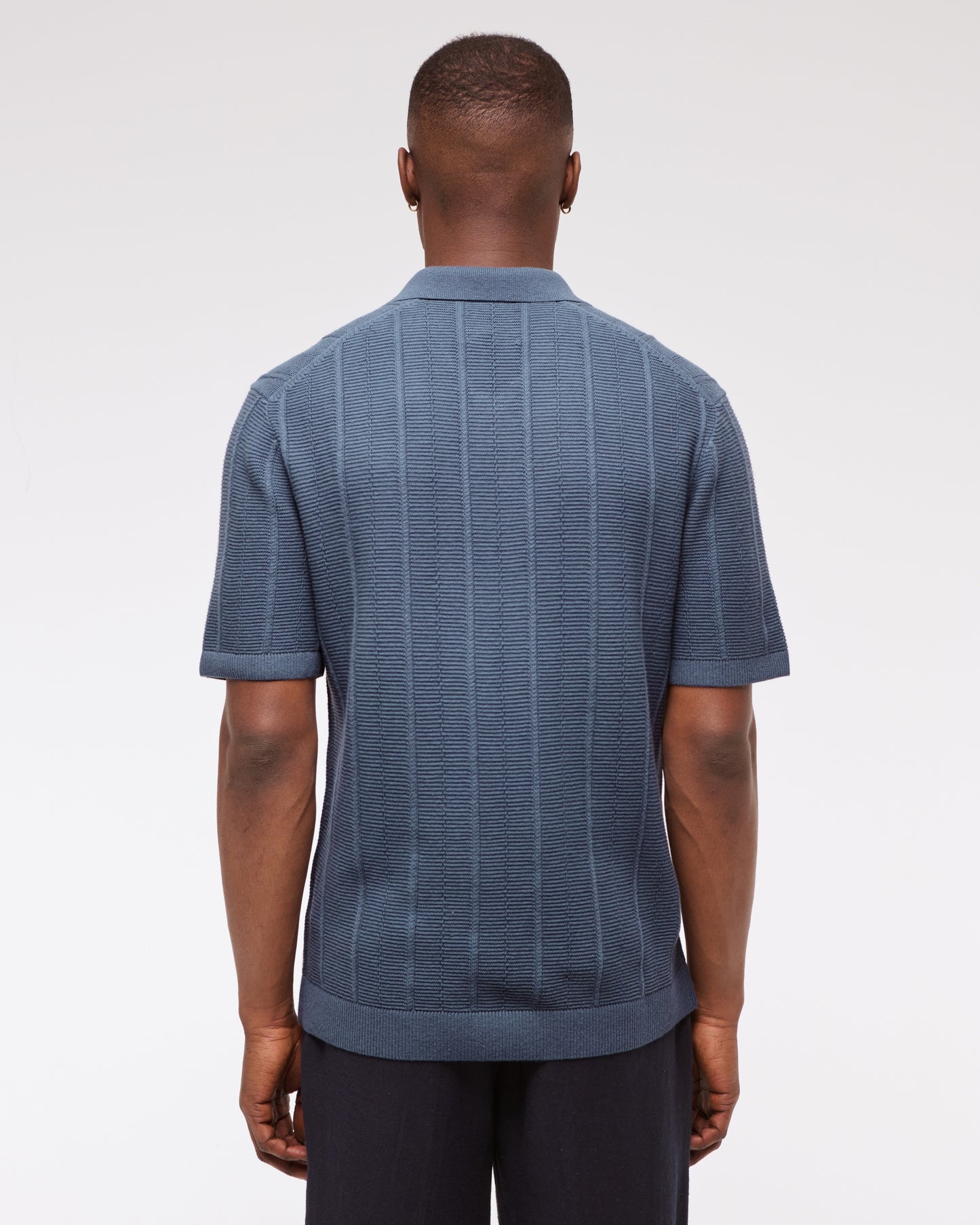 Textural Stripe Zip Sweater Polo