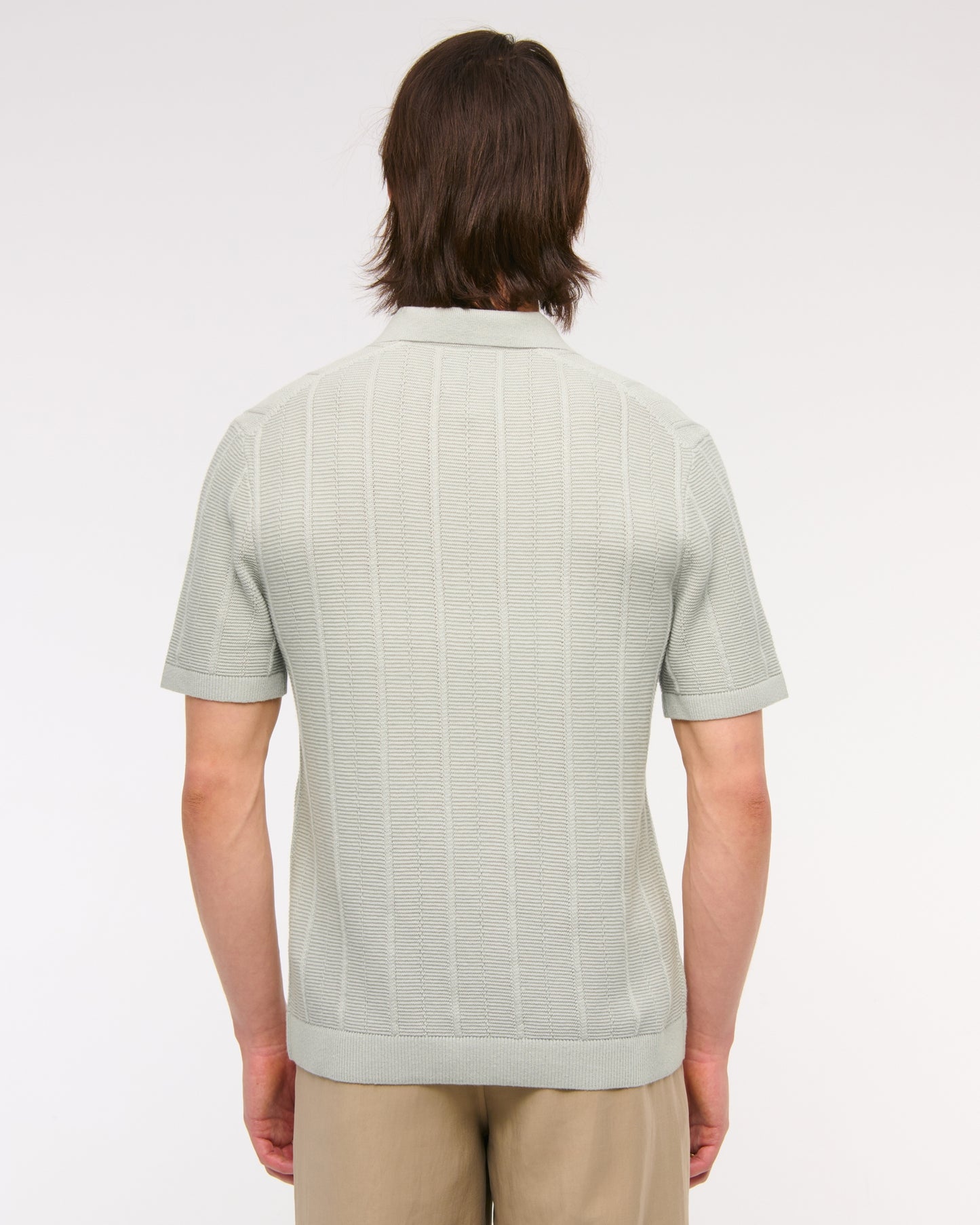 Textural Stripe Zip Sweater Polo