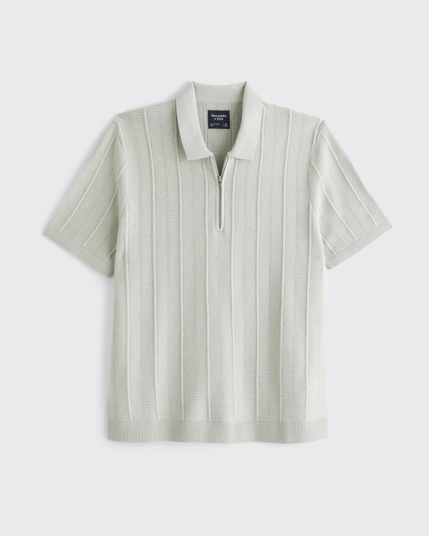 Textural Stripe Zip Sweater Polo