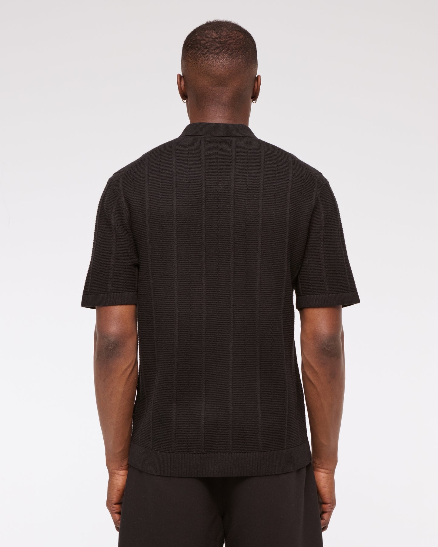 Textural Stripe Zip Sweater Polo