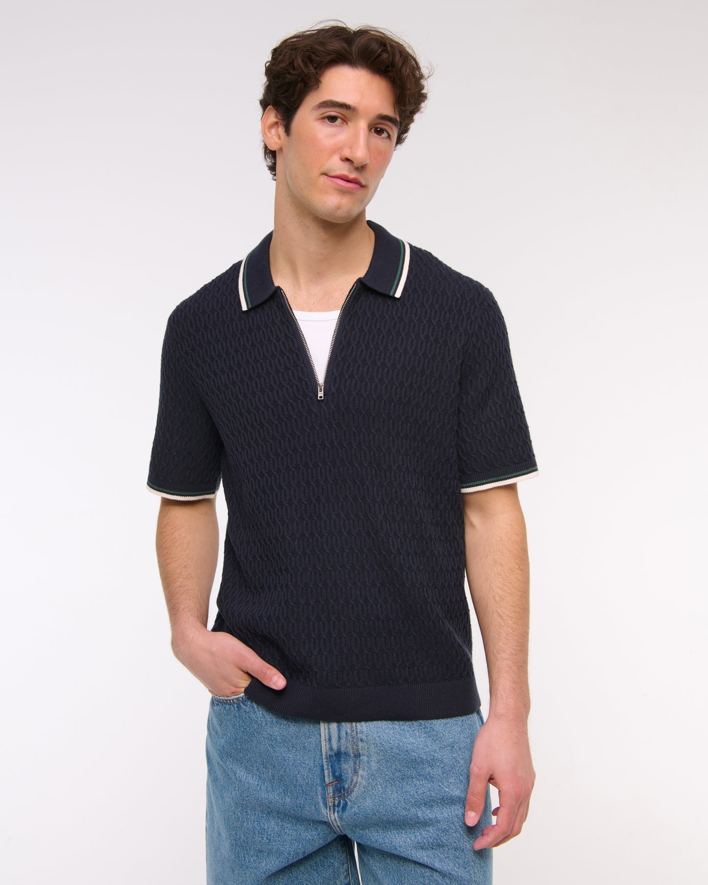 Tipped Zip Sweater Polo