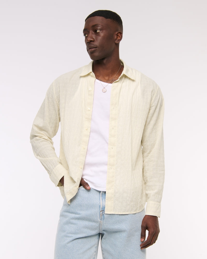 Lightweight Crinkle Button-Up Shirt
