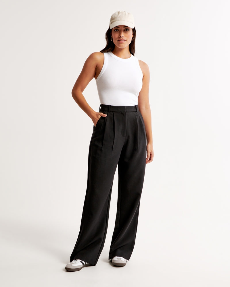 Abercrombie & Fitch - Curve Love A&F Sloane Tailored Wide Leg Pant