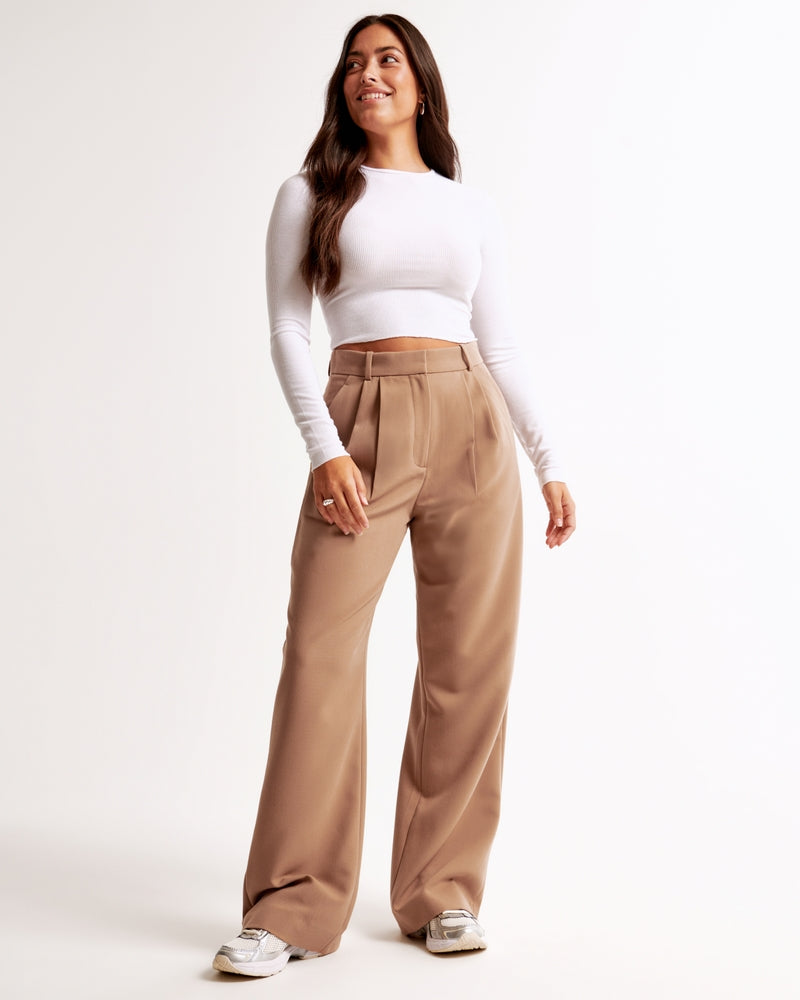 Abercrombie & Fitch - Curve Love A&F Sloane Tailored Wide Leg Pant