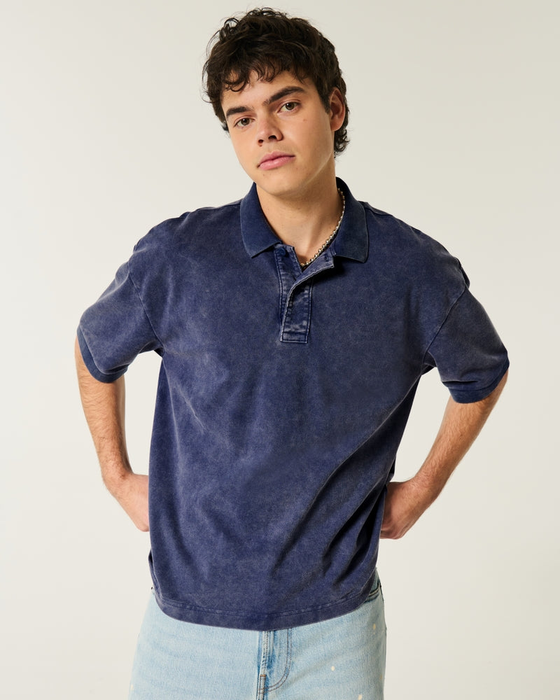 Hollister - Boxy Crop Washed Polo