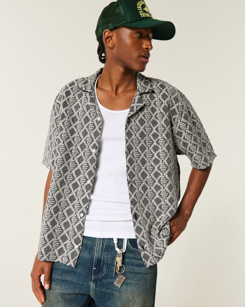 Hollister - Boxy Short-Sleeve Crochet-Style Shirt