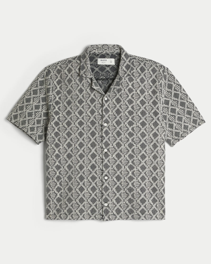 Hollister - Boxy Short-Sleeve Crochet-Style Shirt