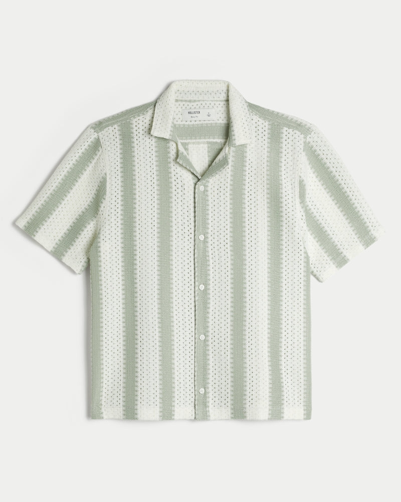 Hollister - Boxy Short-Sleeve Crochet-Style Shirt