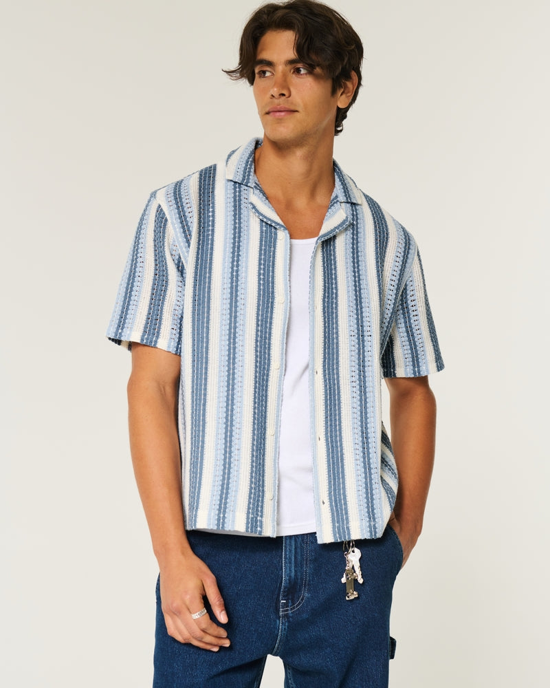 Hollister - Boxy Short-Sleeve Crochet-Style Shirt