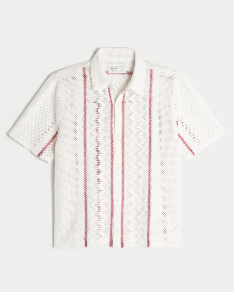 Hollister - Boxy Short-Sleeve Crochet-Style Shirt