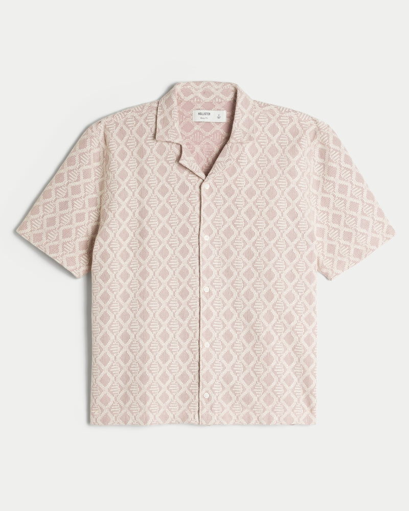 Hollister - Boxy Short-Sleeve Crochet-Style Shirt