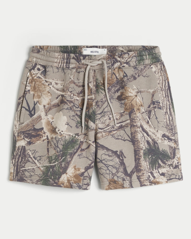 Mid-Thigh Camo Loose Fleece Shorts