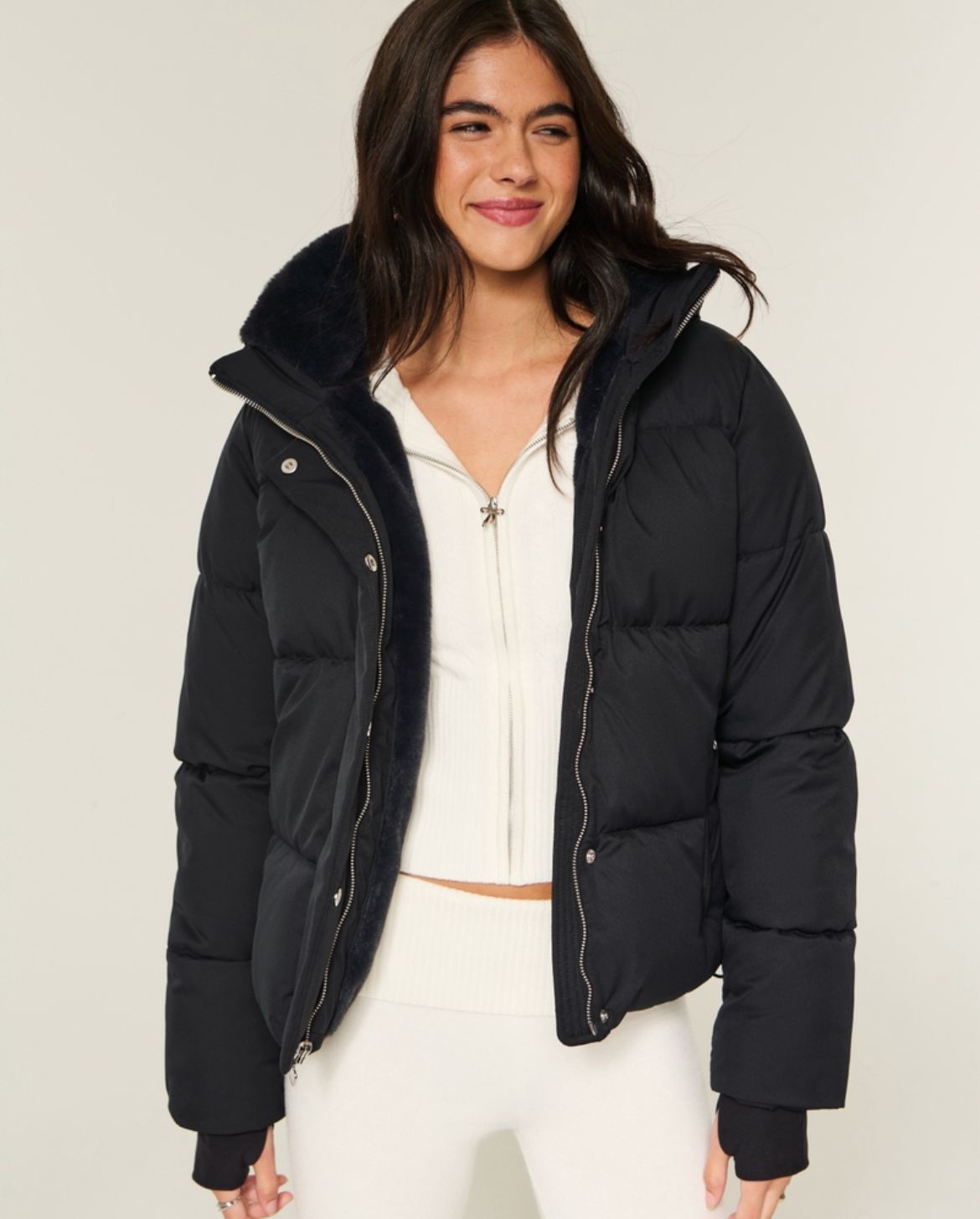 Hollister - Faux Fur-Lined Puffer Jacket