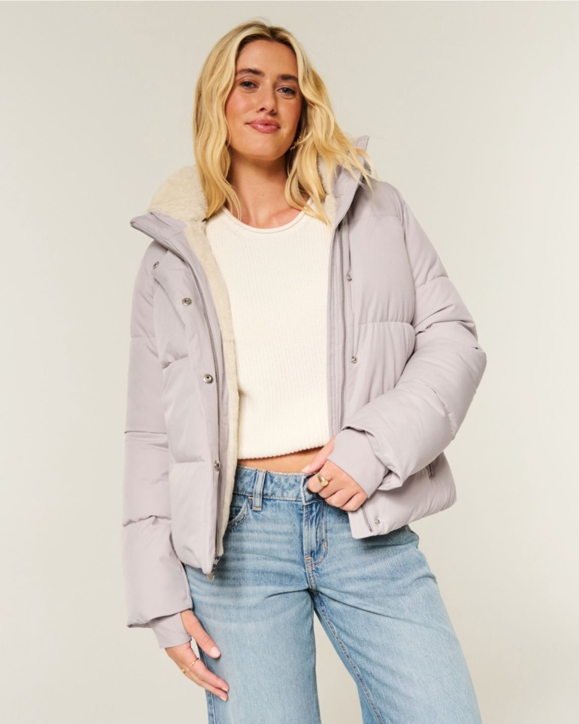 Hollister - Faux Fur-Lined Puffer Jacket