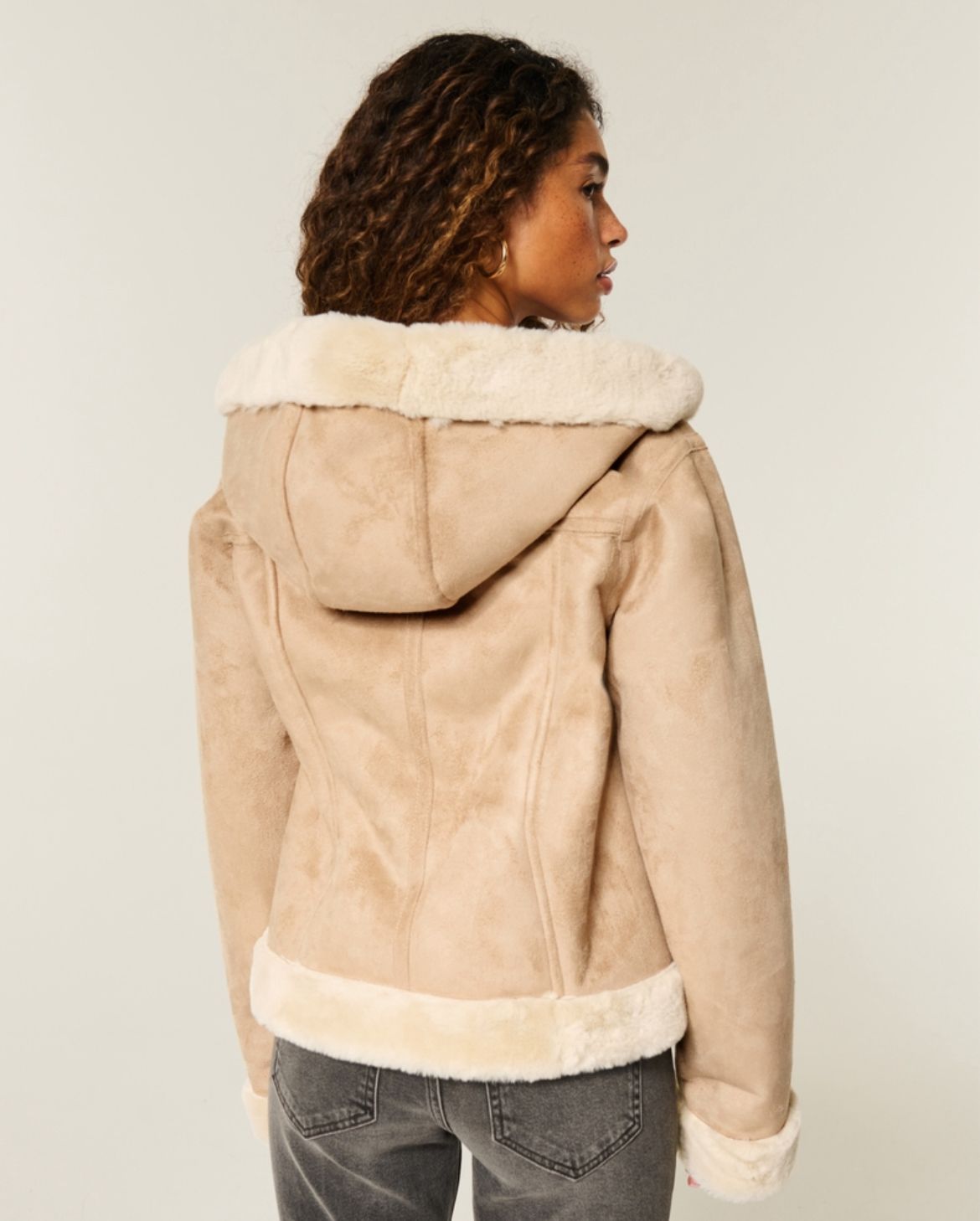 Hollister - Faux Fur-Lined Faux Shearling Hoodie Jacket