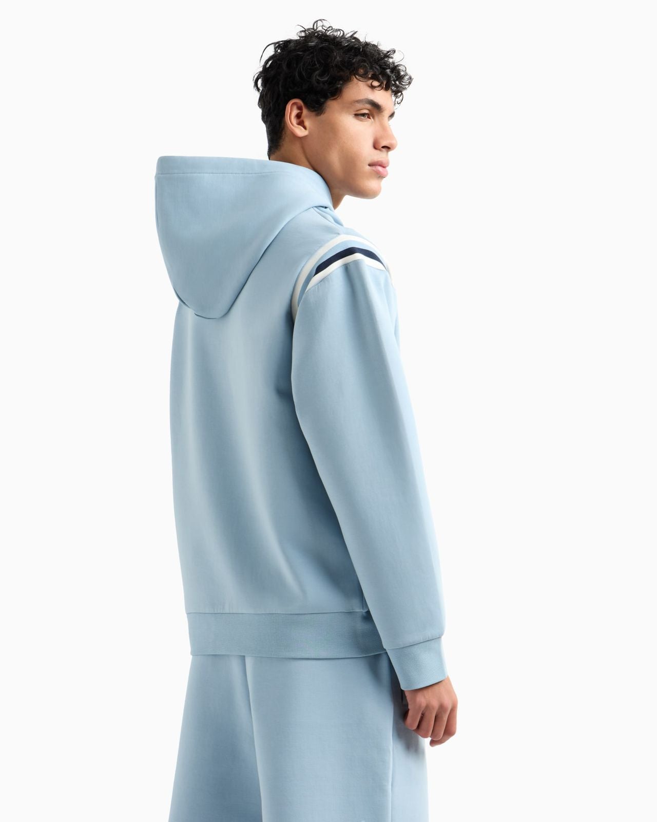 Armani Exchange - Cotton blend sweatshirt with stripes on the shoulders
