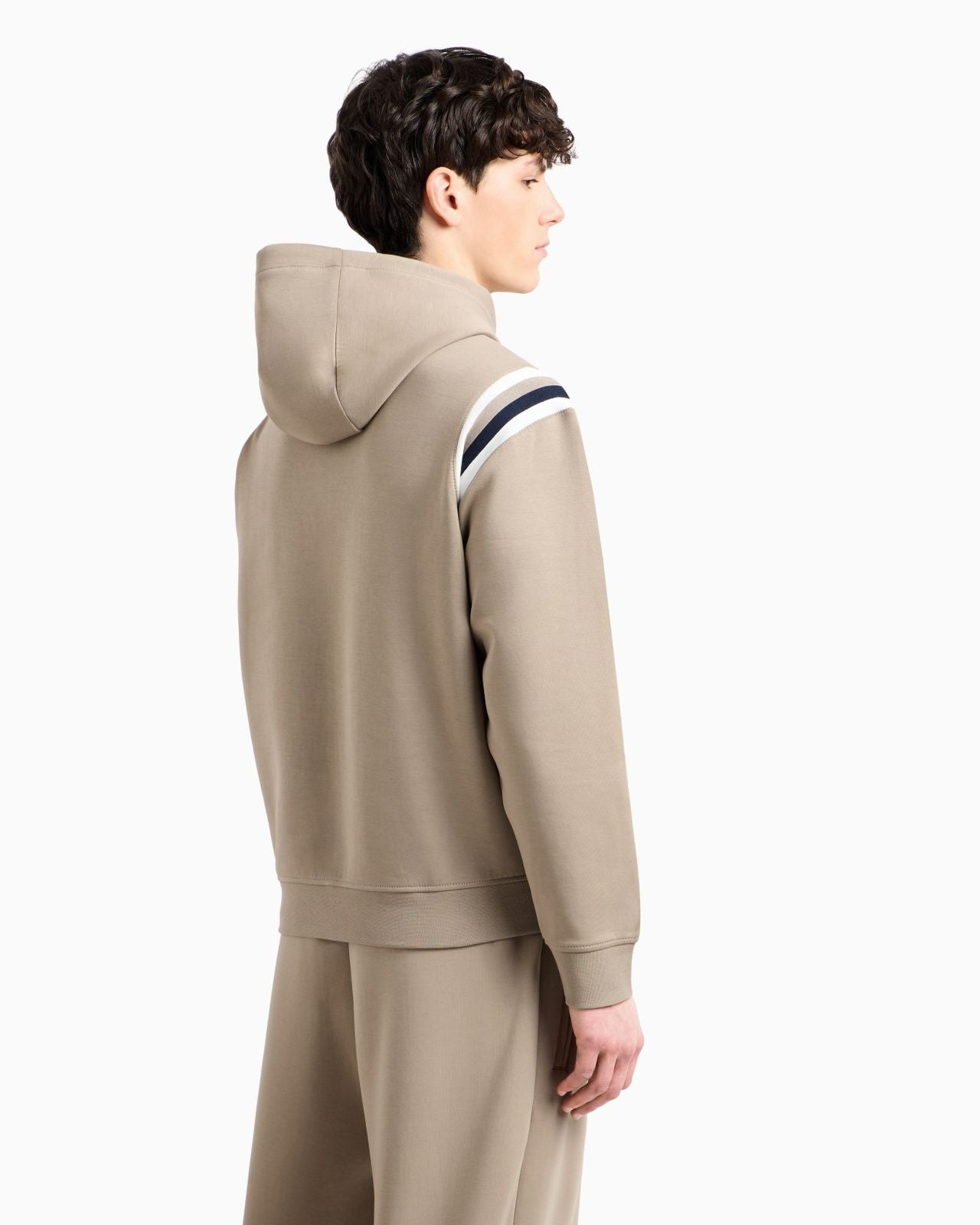 Armani Exchange - Cotton blend sweatshirt with stripes on the shoulders