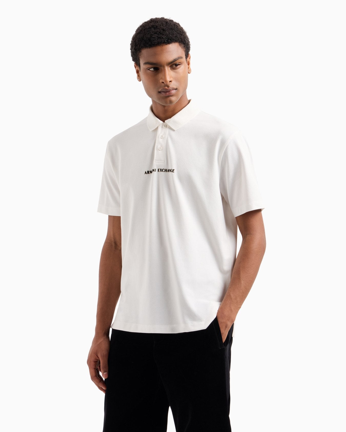 Short-Sleeved Polo Shirt With Metallic Profile Logo
