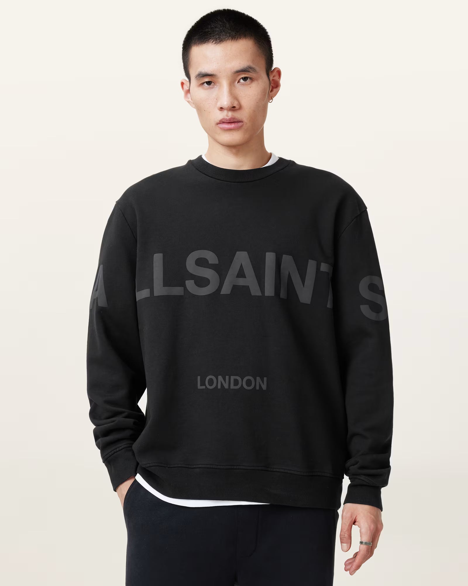 Allsaints-Biggy Logo Print Relaxed Fit Sweatshirt