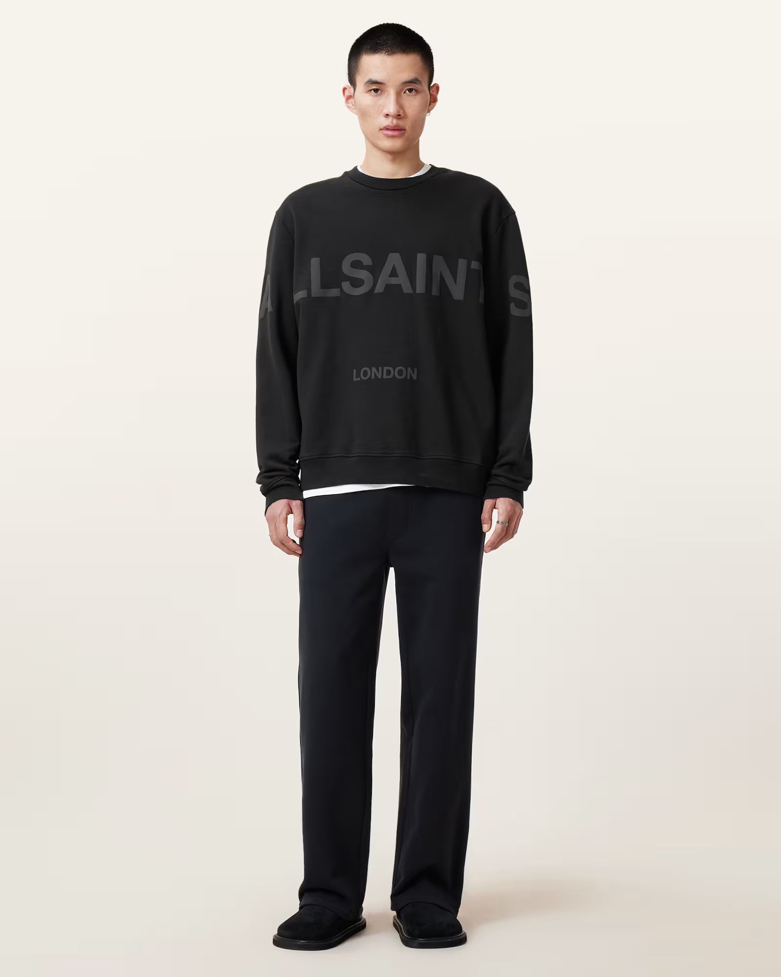 Allsaints-Biggy Logo Print Relaxed Fit Sweatshirt