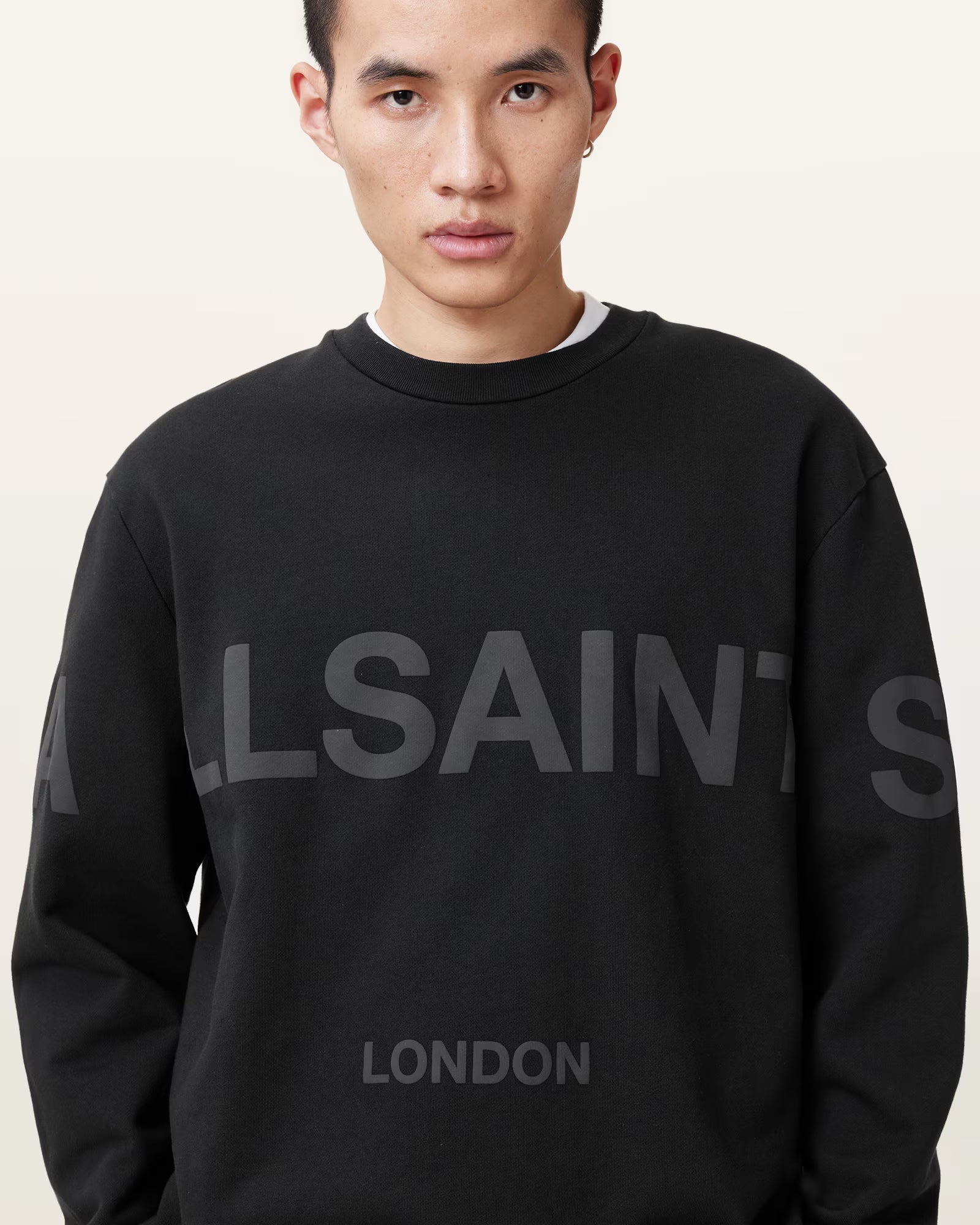 Allsaints-Biggy Logo Print Relaxed Fit Sweatshirt