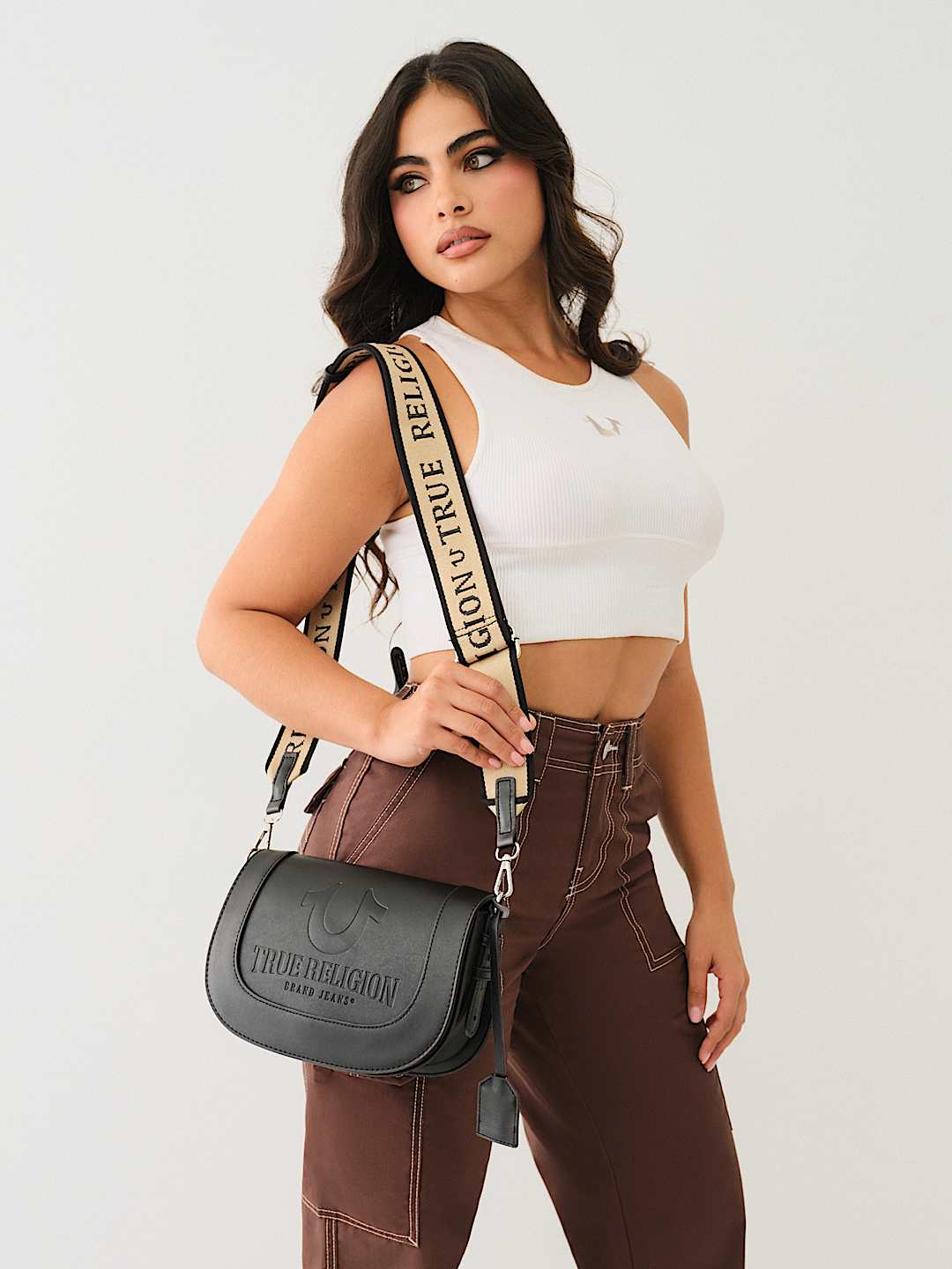 True Religion - STITCHED HORSESHOE FLAP CROSSBODY BAG