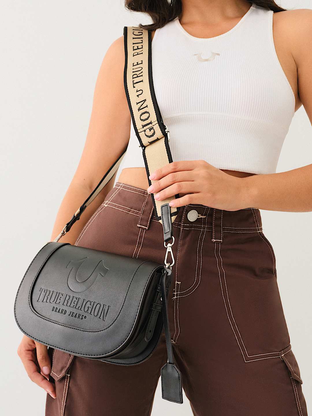 True Religion - STITCHED HORSESHOE FLAP CROSSBODY BAG