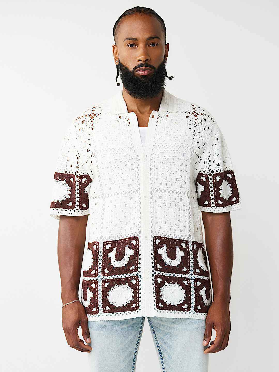 True Religion - Logo Crochet Knit Shirt
