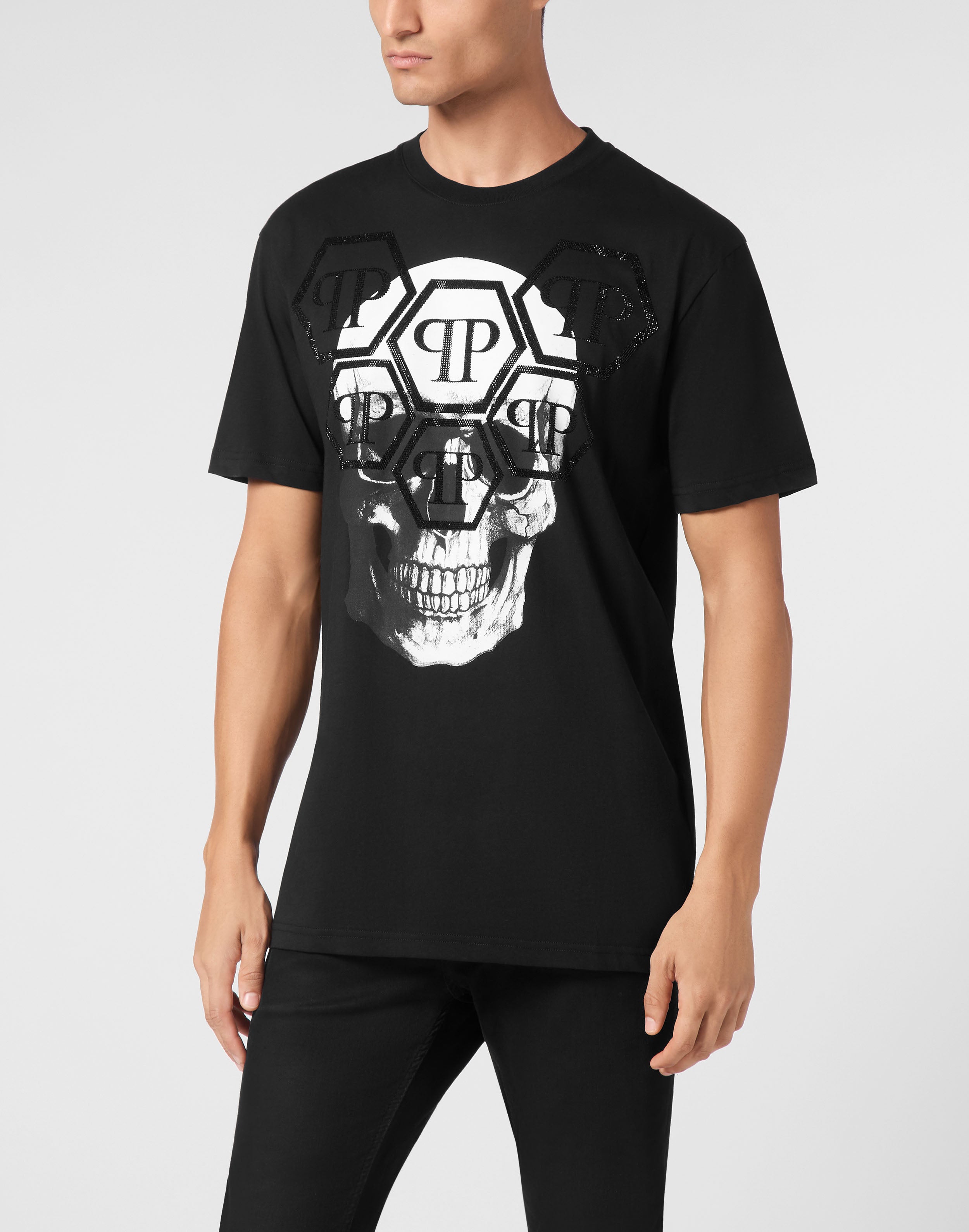 PHILIPP PLEIN - T-shirt Round Neck SS Stones Skull