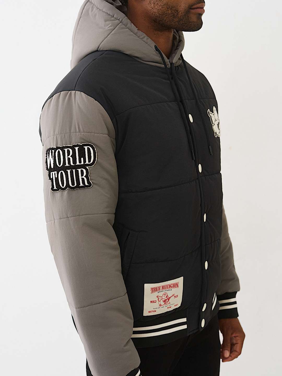 True Religion - Hooded Puffer Varsity Jacket